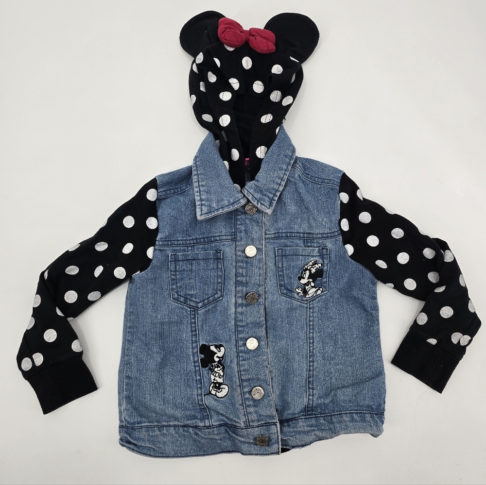 Disney Kids Denim Mini Mousse Jacket with Polka Dot Sleeves Size 4